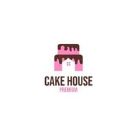 Vector cake house logo design concept template illustration idea