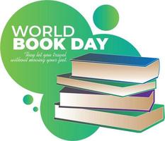 World book day, stack of books with glasses on mint background photo