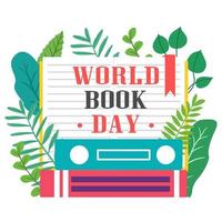 World book day, stack of books with glasses on mint background photo