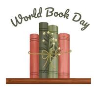 World book day, stack of books with glasses on mint background photo