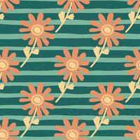 Naive flower seamless pattern. Cute floral endless background. vector