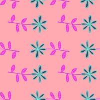 Cute flower seamless pattern. Naive art style. Hand drawn floral endless background. vector