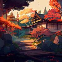 Autumn Japanese garden - photo