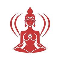 Graceful yoga woman meditating in lotus pose. Minimalist vector illustration. Good for yoga studio, fitness center, apparel, and wellness branding.