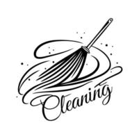 Elegant broomstick in intricate hand-drawn style. Perfect for cleaning services, housekeeping, and janitorial business logos, badges, and signs. vector