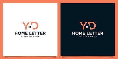 House building logo design template with initial letter Y and D logo graphic design vector illustration. Symbol, icon, creative.