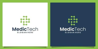 Medical cross logo design template with technology logo graphic design vector illustration. Symbol, icon, creative.