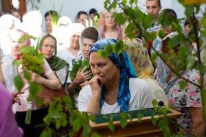 Palm Sunday.Orthodox woman in a church photo