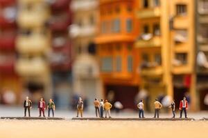 Model of city street in miniature, tilt shift. photo