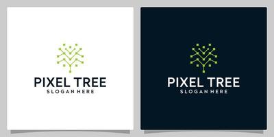 Tree logo design template with tech style digital pixel graphic design vector illustration. Symbol, icon, creative.