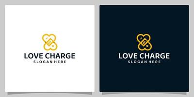 Battery logo design template with infinity heart shape graphic design vector illustration. icon, symbol, creative.