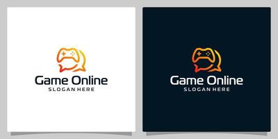 Joystick game logo design template with chat graphic design vector illustration. icon, symbol, creative.