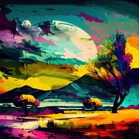 Beautiful Colorful Abstract Landscape Van Gogh Inspired - photo