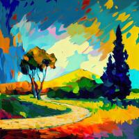 Beautiful Colorful Abstract Landscape Van Gogh Inspired - photo