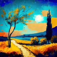 Beautiful Colorful Abstract Landscape Van Gogh Inspired - photo
