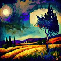 Beautiful Colorful Abstract Landscape Van Gogh Inspired - photo