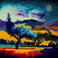 Beautiful Colorful Abstract Landscape Van Gogh Inspired - photo