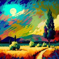 Beautiful Colorful Abstract Landscape Van Gogh Inspired - photo