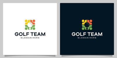 unidad o trabajo en equipo logo diseño modelo con golf gráfico diseño ilustración. icono, símbolo, creativo. vector