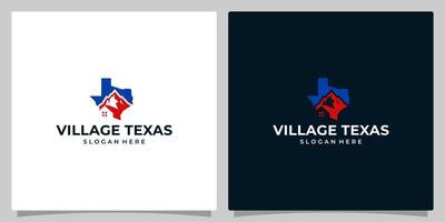 Texas state map logo design template with house and mountain graphic design illustration. icon, symbol, creative. vector