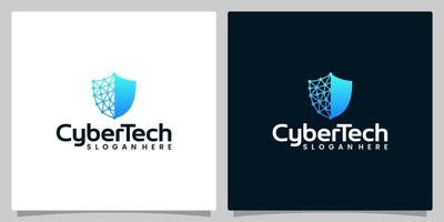 Cyber tech logo design template with Network shield graphic design vector illustration. Symbol for tech, security, internet, system, Artificial Intelligence and computer.