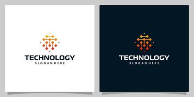 Abstract Digital technology logo design template with initial letter T graphic design illustration. Symbol for tech, internet, system, Artificial Intelligence and computer. vector