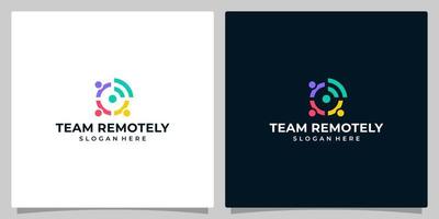 Unity or Teamwork logo design template with wireless or signal wifi graphic design illustration. icon, symbol, creative. vector