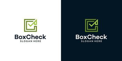 Box logo design template with check mark and letter C graphic design illustration. icon, symbol, creative. vector