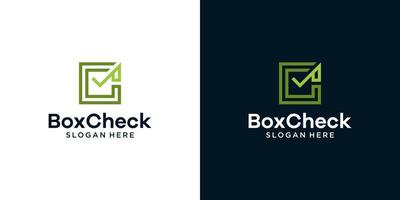 Box logo design template with check mark and letter C graphic design illustration. icon, symbol, creative. vector