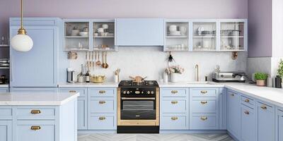 illustration of a pastel colored kitchen photo