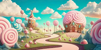 illustration of a pastel colored candyland photo