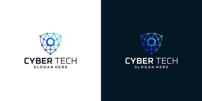 Cyber tech logo design template with initial letter O graphic design vector illustration. Symbol for tech, security, internet, system, Artificial Intelligence and computer.