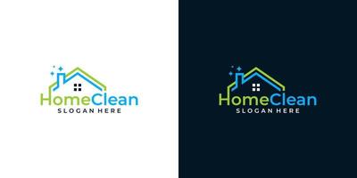 House building logo design template with cleaning graphic design illustration. icon, symbol, creative. vector