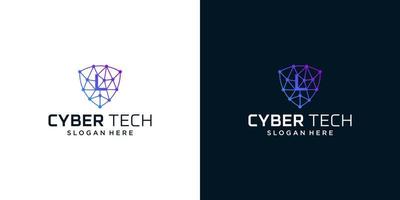 Cyber tech logo design template with initial letter L graphic design vector illustration. Symbol for tech, security, internet, system, Artificial Intelligence and computer.