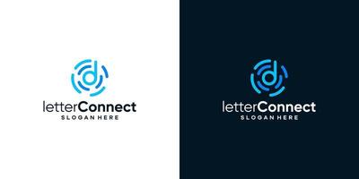 Connected circle shape logo design template with initial letter d graphic design illustration. icon, symbol, creative. vector