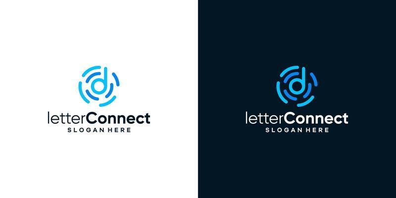 Connected circle shape logo design template with initial letter d graphic design illustration. icon, symbol, creative.