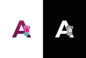 Illustration Beauty Rose with letter A sign logo vector design template. Letter A with rose for beauty and fashion.