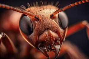 generativo ai ilustración de un hormiga cabeza cerca arriba foto