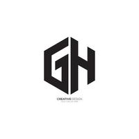 Letter G H hexagon modern unique shape monogram logo vector