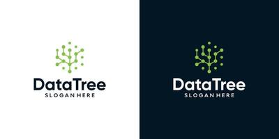 Abstract tree logo design template with tech style graphic design illustration. icons, symbol, creative. vector