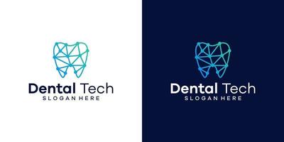 Dental tech logo design template with geometric line abstract dental logo graphic design vector illustration. Symbol, icon, creative.