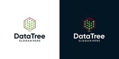 Abstract tree logo design template with tech style graphic design illustration. icons, symbol, creative. vector