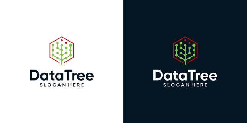 Abstract tree logo design template with tech style graphic design illustration. icons, symbol, creative.