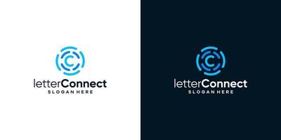 Connected circle shape logo design template with initial letter c graphic design illustration. icon, symbol, creative. vector