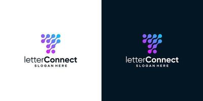 Initial letter T logo design template with tech style and gradient color graphic design illustration. icons for business, internet and technology, symbol, creative. vector