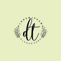 DT Initial beauty floral logo template vector