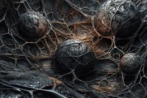 mushroom network on the gray ground abstract background photo