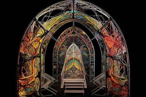 dmt trip gate and fractal paints, lsd psychedelic door photo