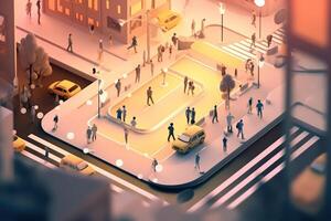 móvil juego mundo con personas un virtual realidad en ciudad vida generativo ai foto