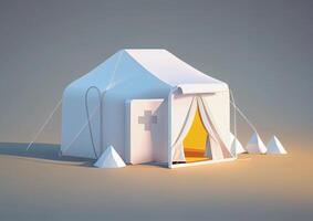 white medical emergency tent. photo